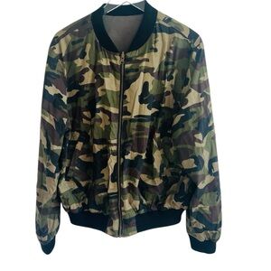 Camouflage Full Zip Bomber Jacket